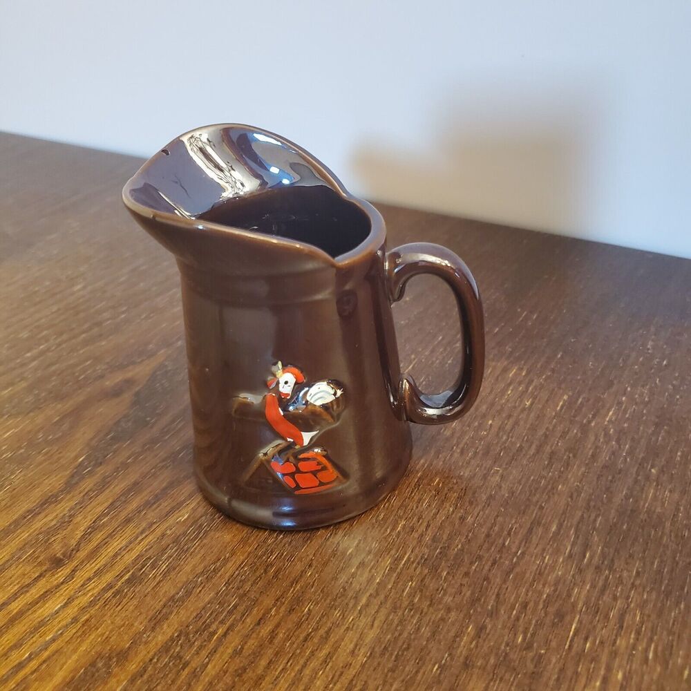 Vintage Ceramic Syrup Serving 2 Pitchers 🐓‎ Roosters Brown Glaze SET - Picture 11 of 16